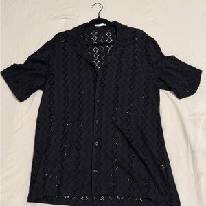 Zara black button up festival shirt